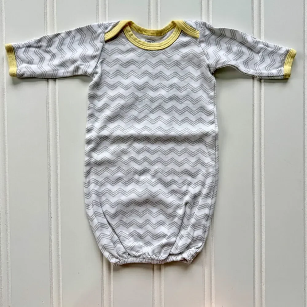 Set of 3 Luvable Friends Cotton Baby Sleeper Gowns | 0-6 Months Unisex